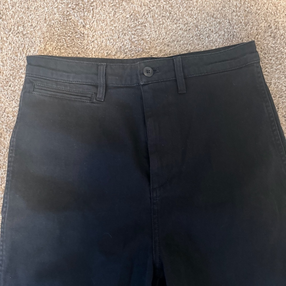 Quince organic stretch cotton twill wide leg high rise crop pants woman size 29 - Picture 14 of 15